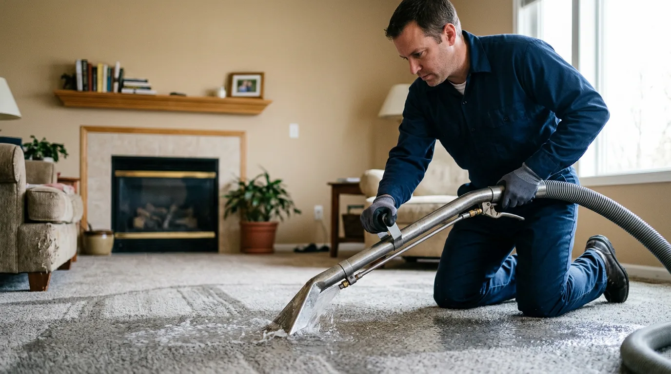 Water damage restoration technician working near Belcourt, ND
